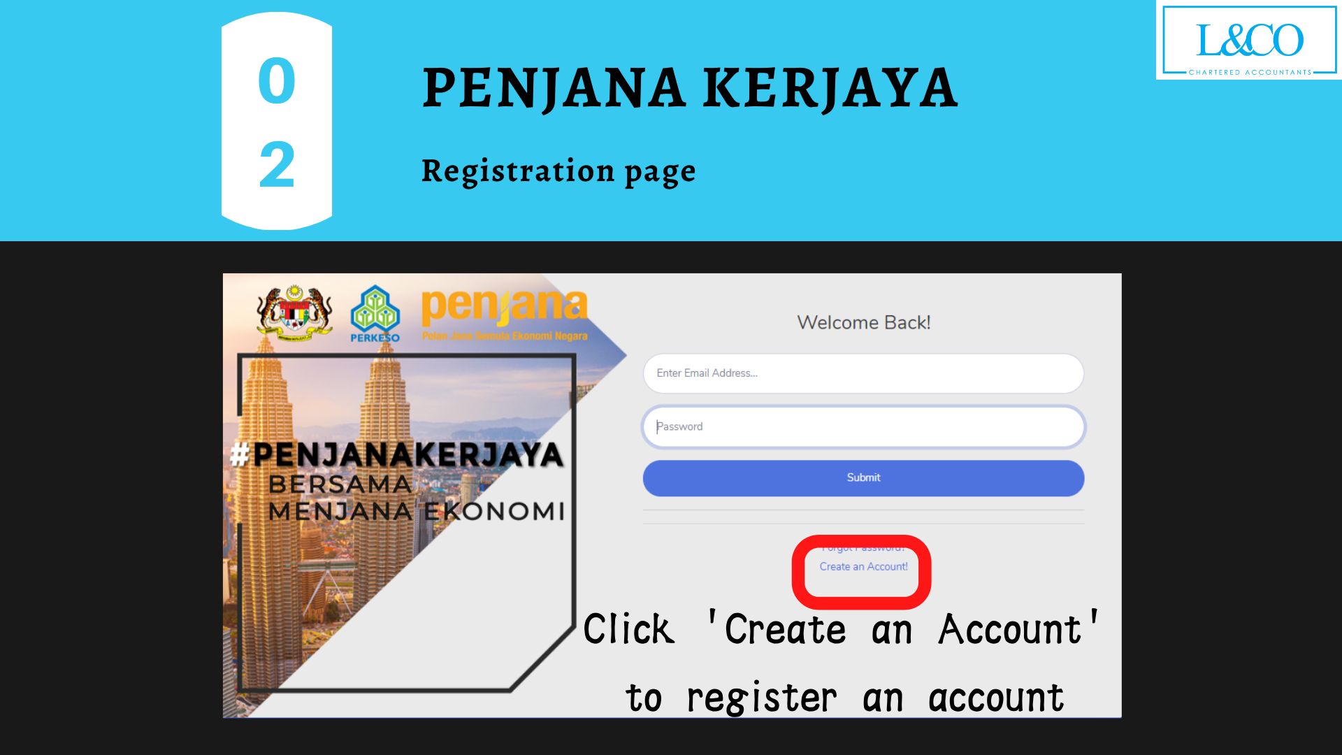 Penjana Kerjaya create account